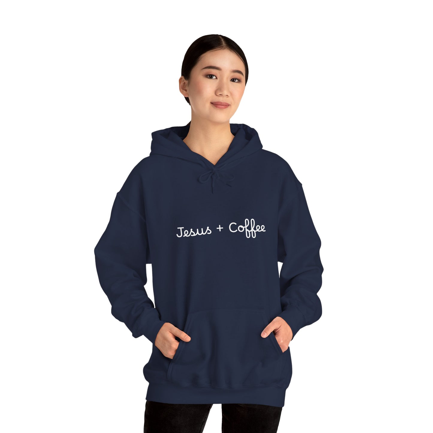 Jesus + Coffee Unisex Heavy Blend Hoodie, Inspirational Sweatshirt, Cozy Gift for Coffee Lovers, Faith-Based Apparel, Christian Hoodie