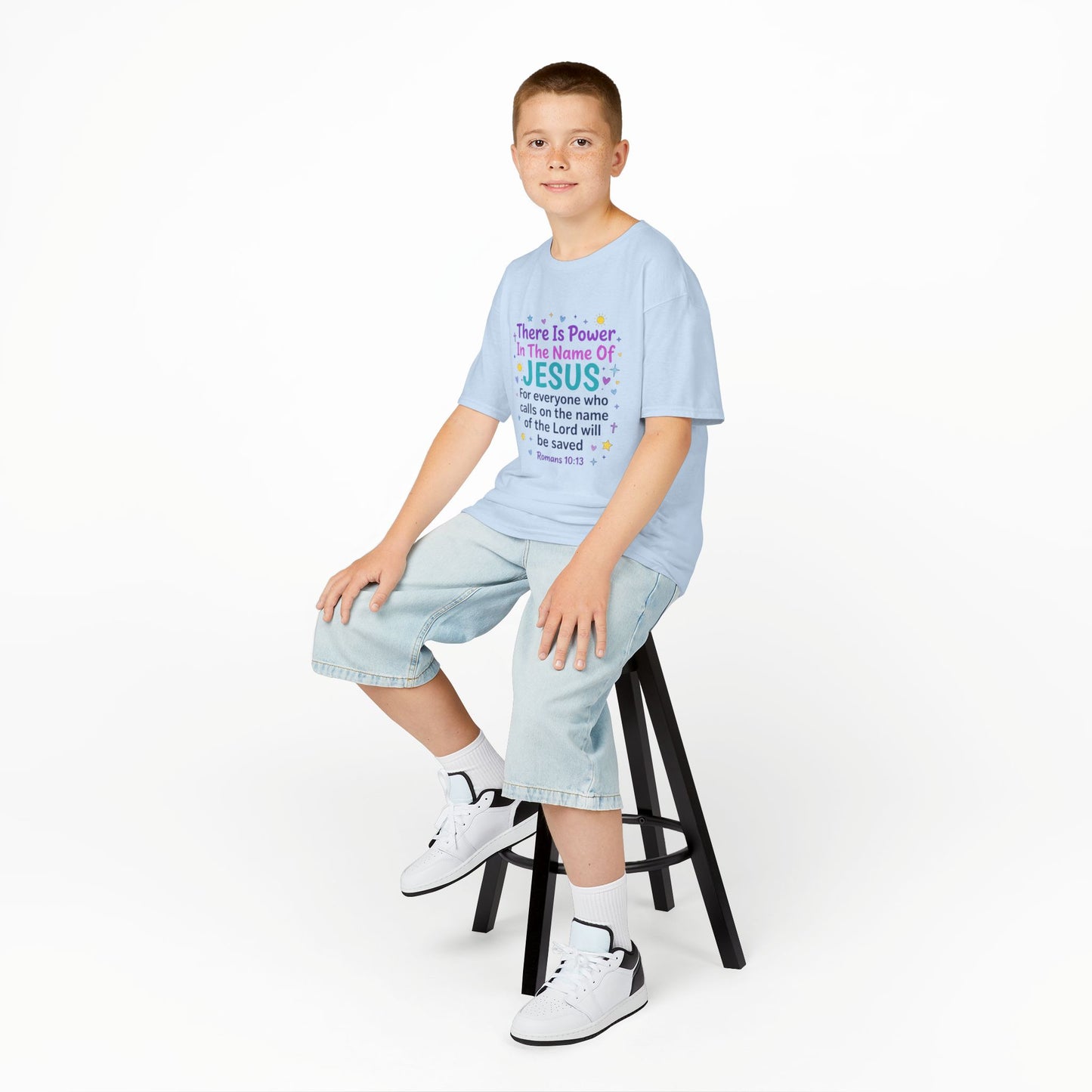 Kids T-Shirt - "There Is Power In The Name Of Jesus" Romans 10:13 Christian Tee