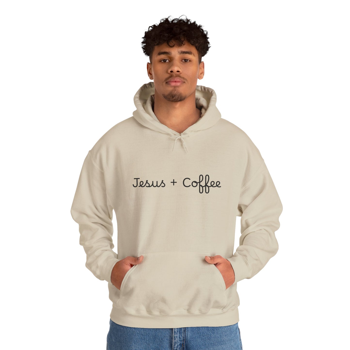 Jesus + Coffee Unisex Heavy Blend Hoodie, Inspirational Sweatshirt, Cozy Gift for Coffee Lovers, Faith-Based Apparel, Christian Hoodie