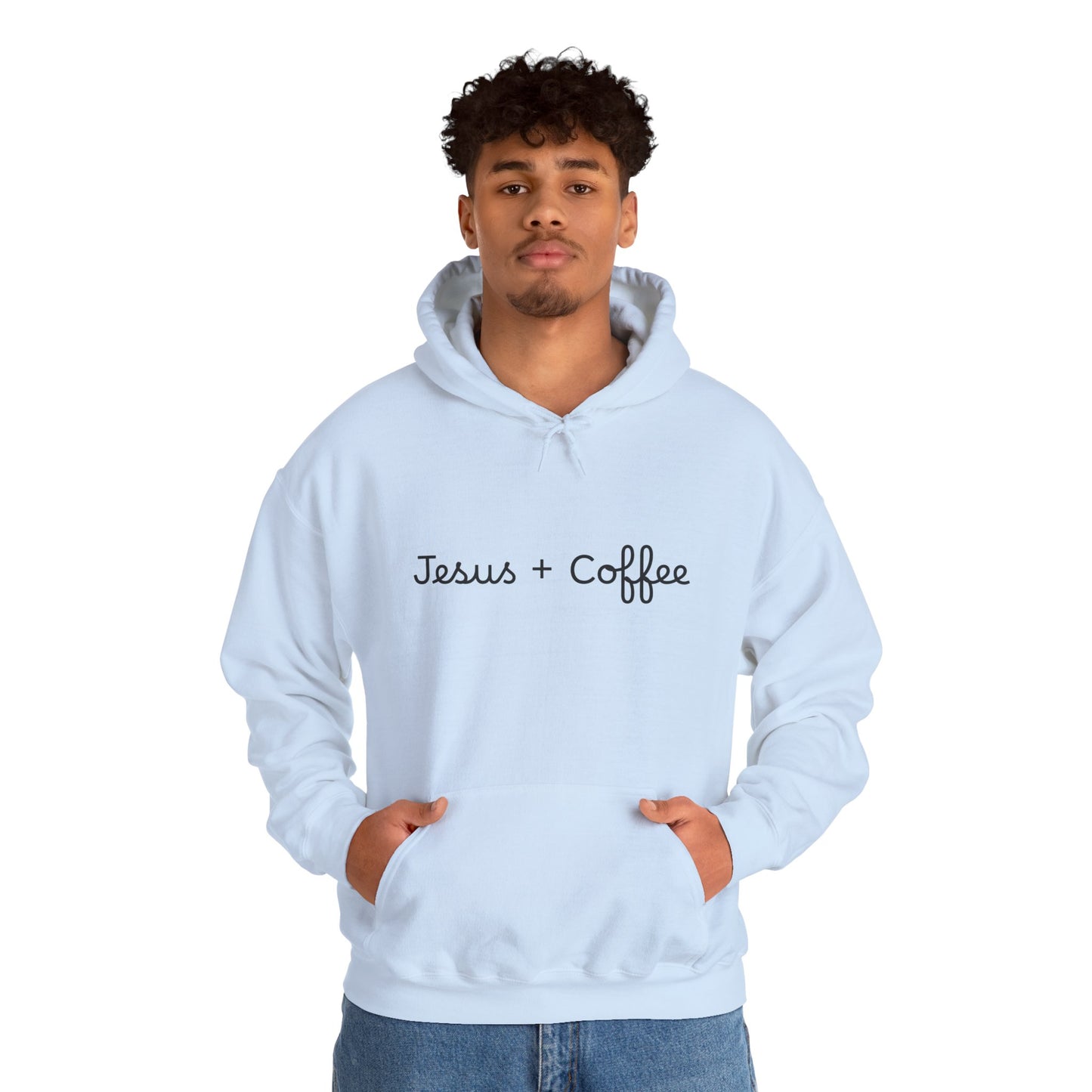 Jesus + Coffee Unisex Heavy Blend Hoodie, Inspirational Sweatshirt, Cozy Gift for Coffee Lovers, Faith-Based Apparel, Christian Hoodie
