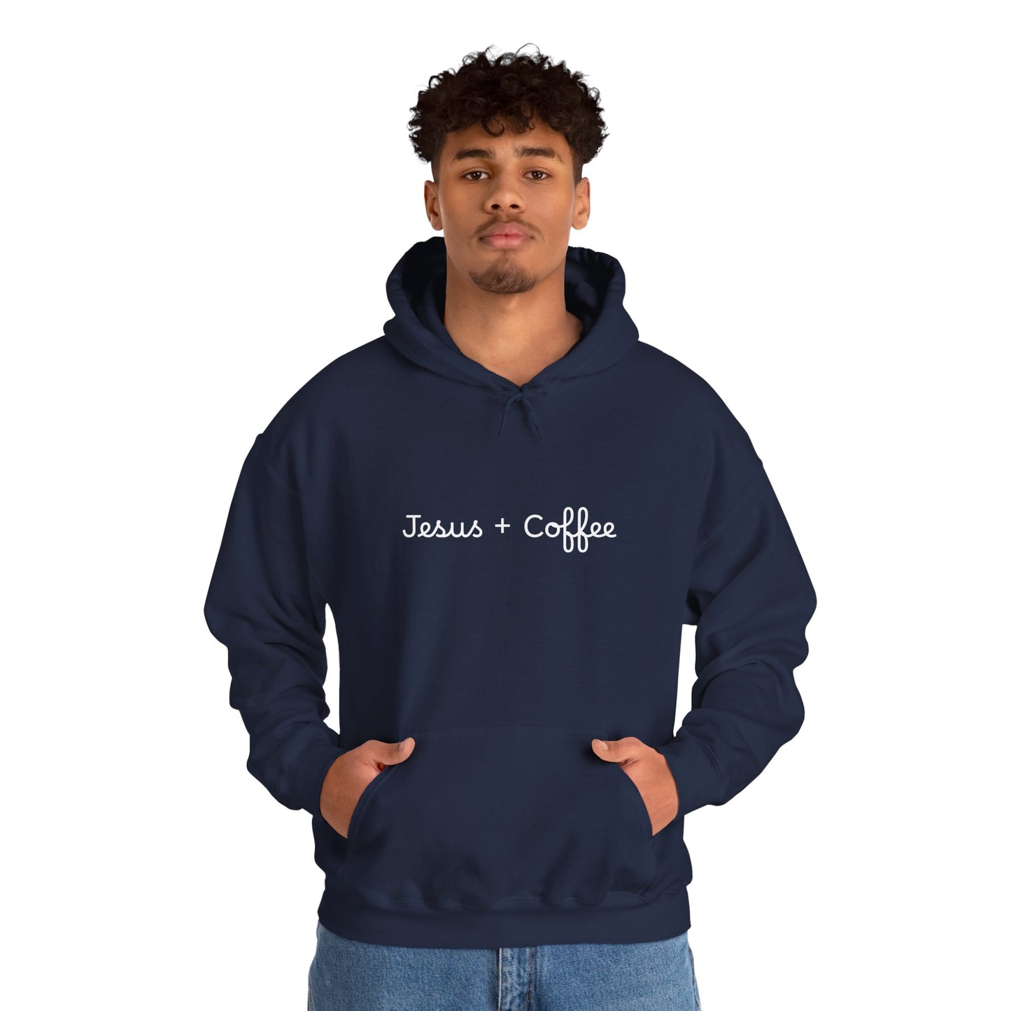 Jesus + Coffee Unisex Heavy Blend Hoodie, Inspirational Sweatshirt, Cozy Gift for Coffee Lovers, Faith-Based Apparel, Christian Hoodie