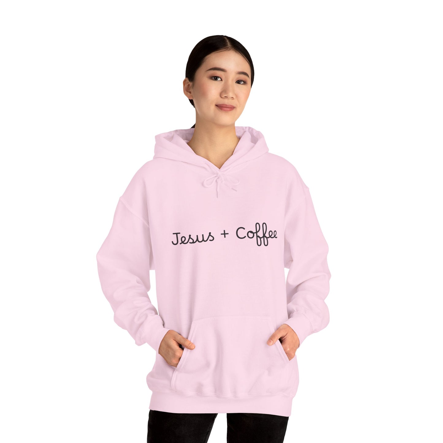 Jesus + Coffee Unisex Heavy Blend Hoodie, Inspirational Sweatshirt, Cozy Gift for Coffee Lovers, Faith-Based Apparel, Christian Hoodie