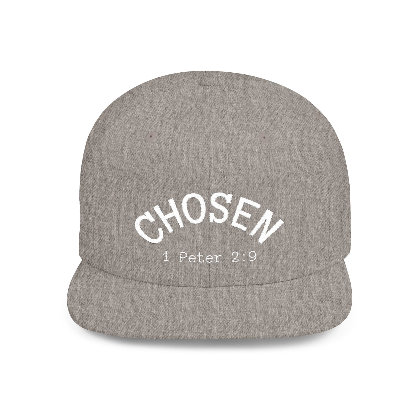 Chosen Flat Bill Snapback Hat, Inspirational Cap for Everyday Wear, Stylish Gift for Teens, Faith-Based Accessory, Summer Style