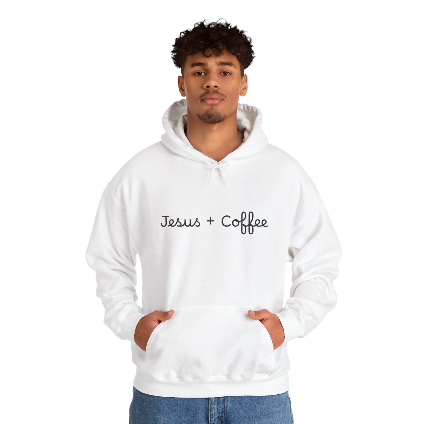 Jesus + Coffee Unisex Heavy Blend Hoodie, Inspirational Sweatshirt, Cozy Gift for Coffee Lovers, Faith-Based Apparel, Christian Hoodie
