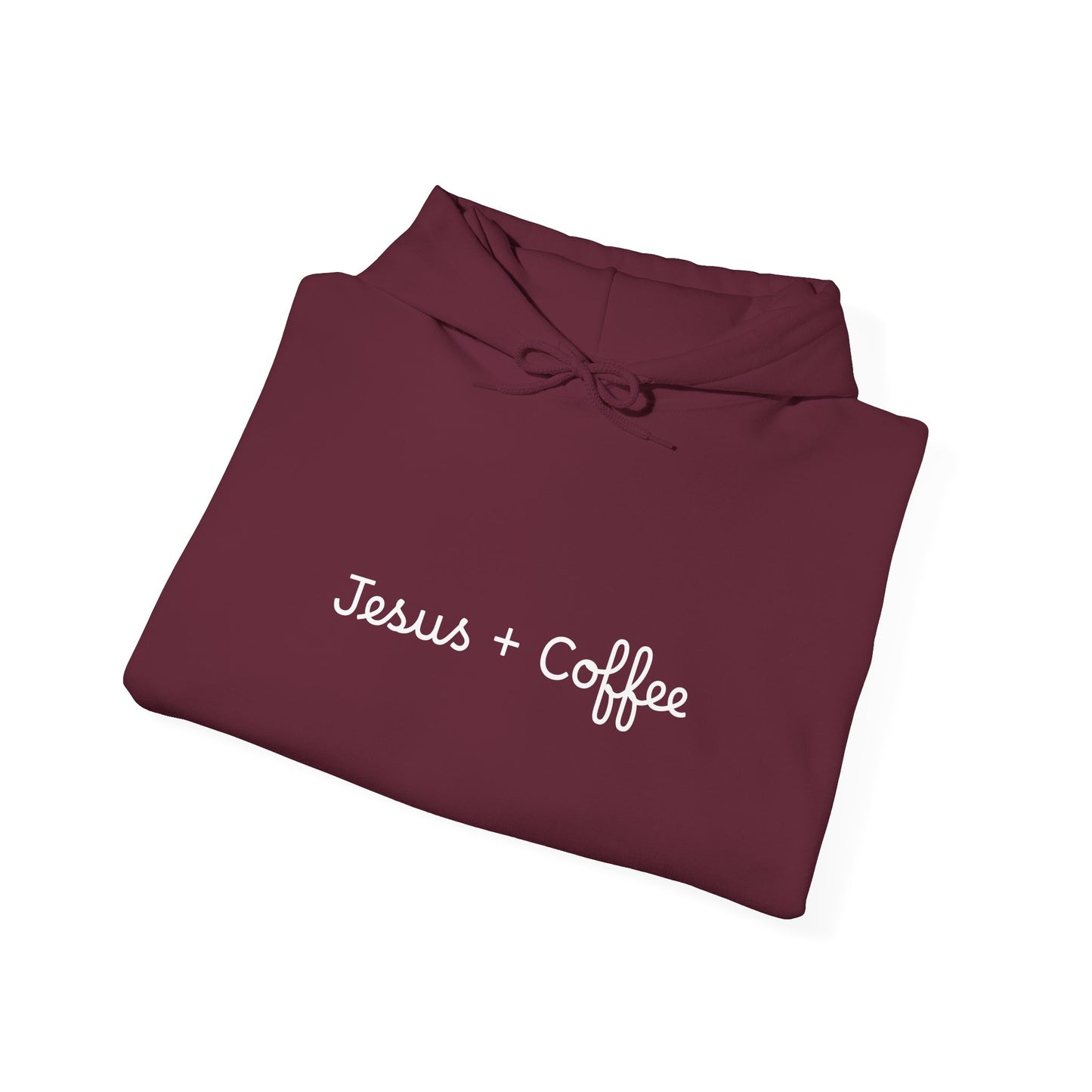 Jesus + Coffee Unisex Heavy Blend Hoodie, Inspirational Sweatshirt, Cozy Gift for Coffee Lovers, Faith-Based Apparel, Christian Hoodie