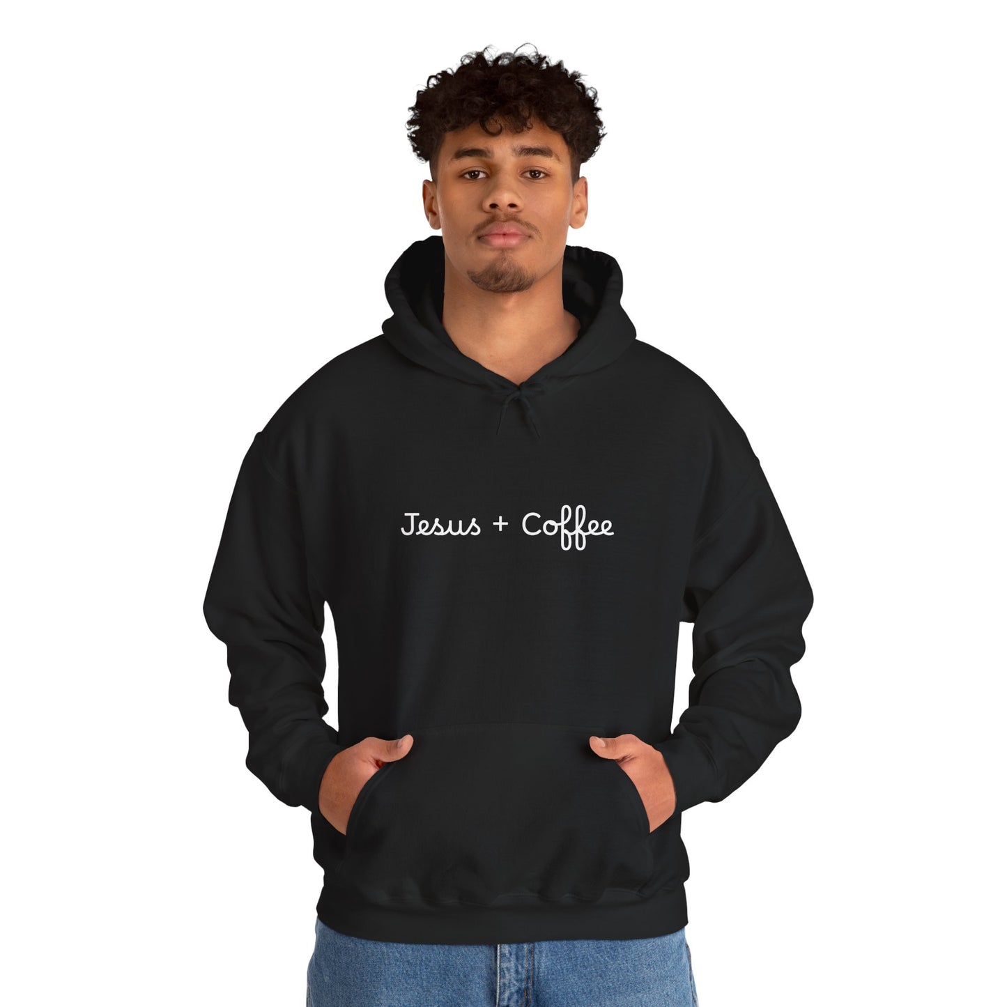 Jesus + Coffee Unisex Heavy Blend Hoodie, Inspirational Sweatshirt, Cozy Gift for Coffee Lovers, Faith-Based Apparel, Christian Hoodie