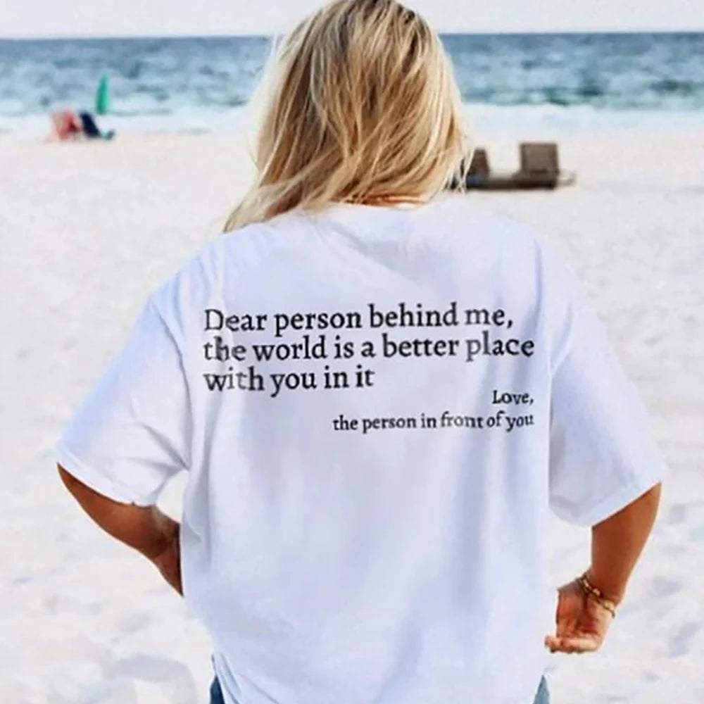 Dear Person behind Me T Shirt Men/Women Harajuku Aesthetic Letter Print You Are Enough Tshirt Unisex Casual Cotton Tees Shirts