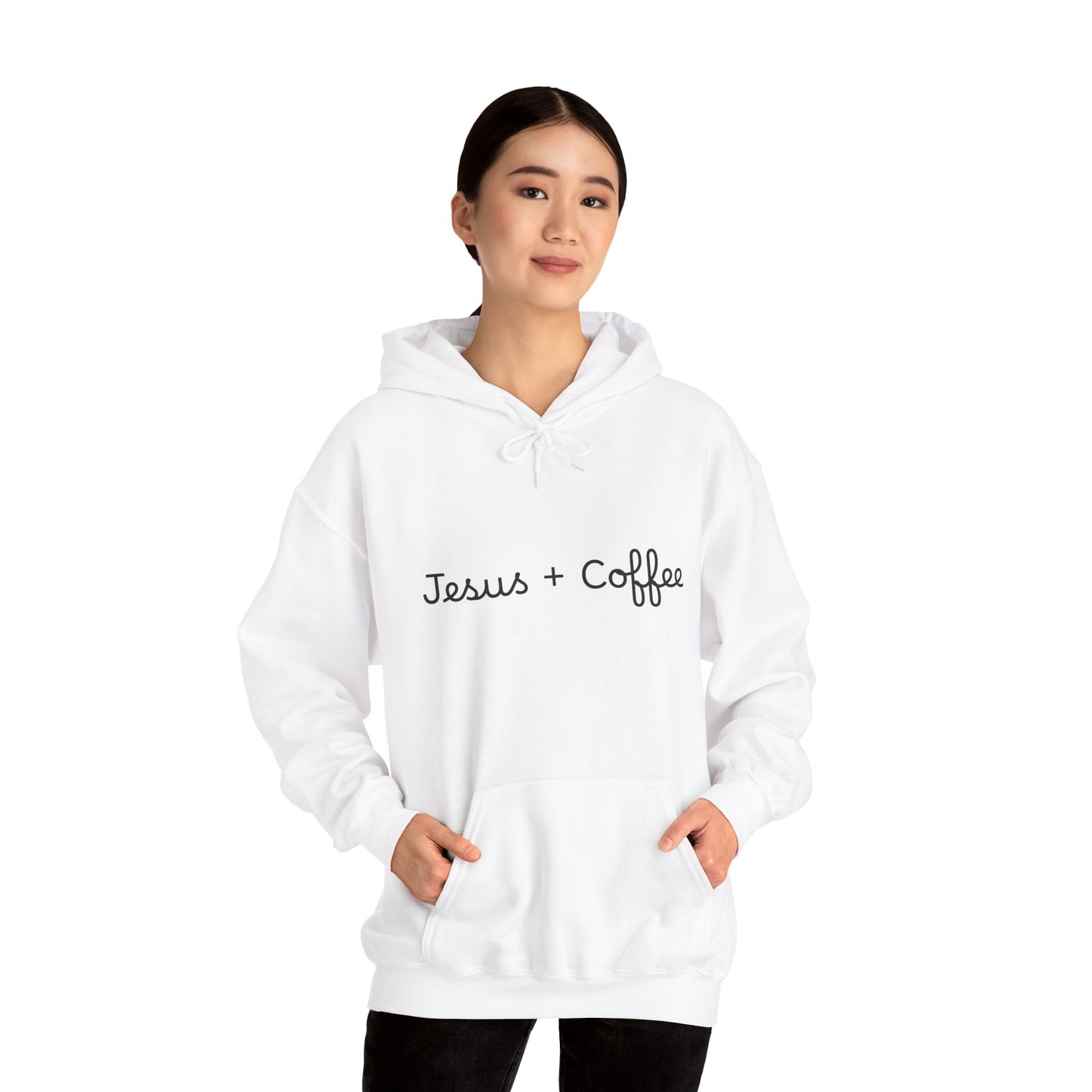 Jesus + Coffee Unisex Heavy Blend Hoodie, Inspirational Sweatshirt, Cozy Gift for Coffee Lovers, Faith-Based Apparel, Christian Hoodie
