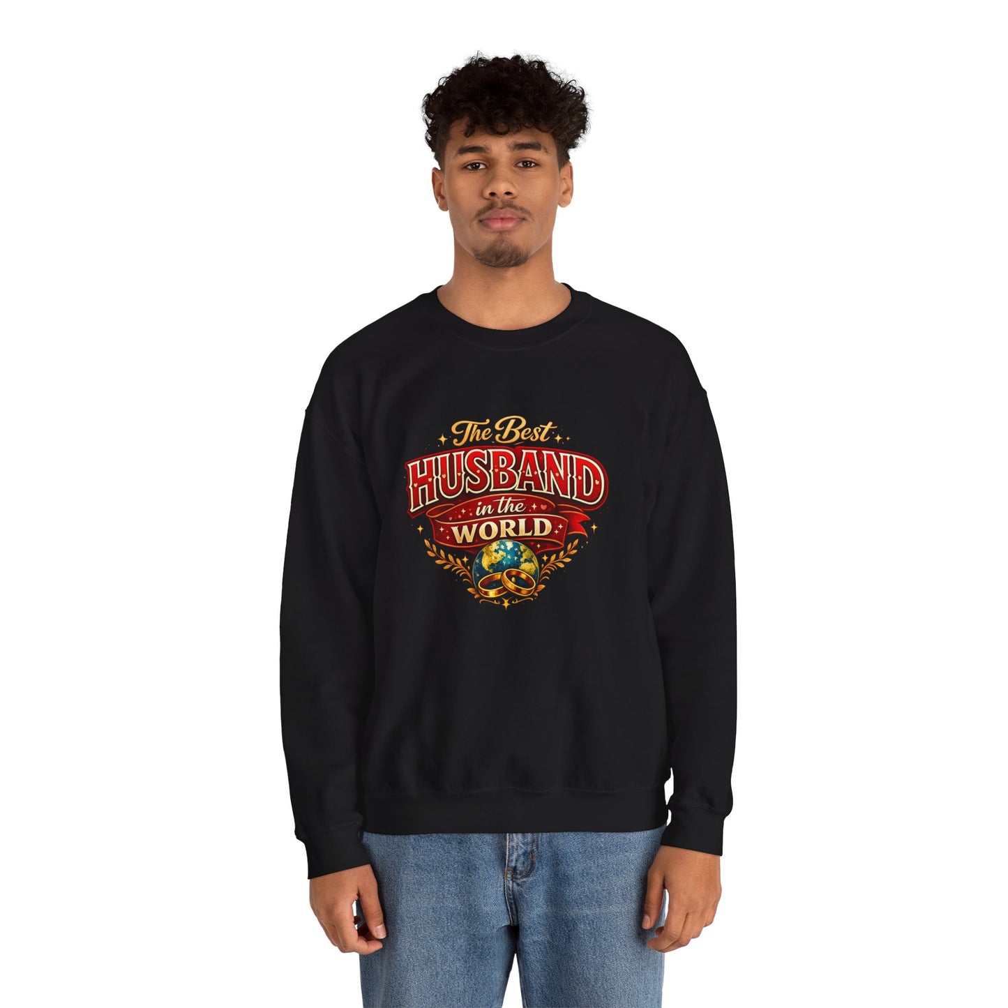 Crewneck Sweatshirt — "The Best Husband in the World" Vintage Globe Gift
