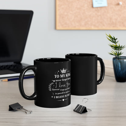 King Dad Black Coffee Mug — Inspirational 'My King' Gift for Father’s Day