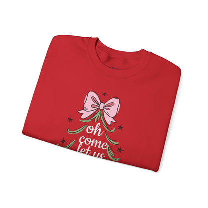 Christmas Tree Sweatshirt – “Oh Come Let Us Adore Him” Holiday Crewneck