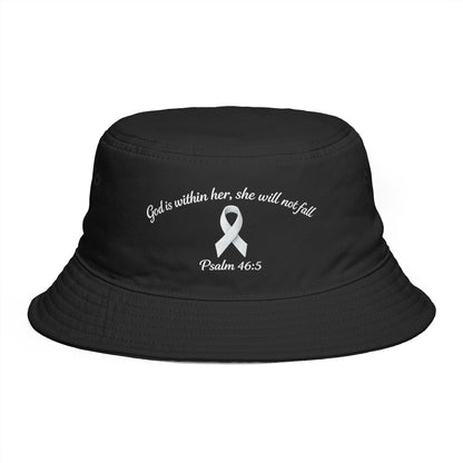 Bucket Hat — Psalm 46:5 Faith Ribbon Bucket Hat (God Is Within Her)
