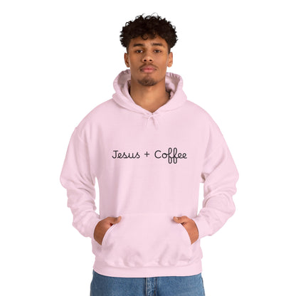 Jesus + Coffee Unisex Heavy Blend Hoodie, Inspirational Sweatshirt, Cozy Gift for Coffee Lovers, Faith-Based Apparel, Christian Hoodie