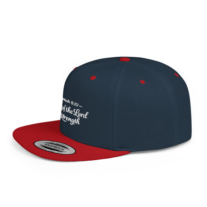 Flat Bill Snapback Hat — "The joy of the Lord is my strength" (Nehemiah 8:10)