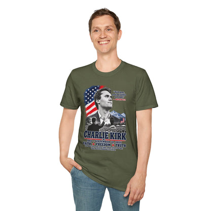 Charlie Kirk Tribute T-Shirt — "Well done, good and faithful servant" Matthew 25:21