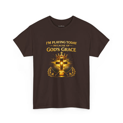 God’s Grace Tee — "I’m Playing Today Because of God’s Grace" Christian T-Shirt (Ephesians 2:8-10)