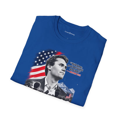 Charlie Kirk Tribute T-Shirt — "Well done, good and faithful servant" Matthew 25:21