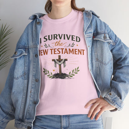 I Survived the New Testament T-Shirt — Christian Faith Cross Tee