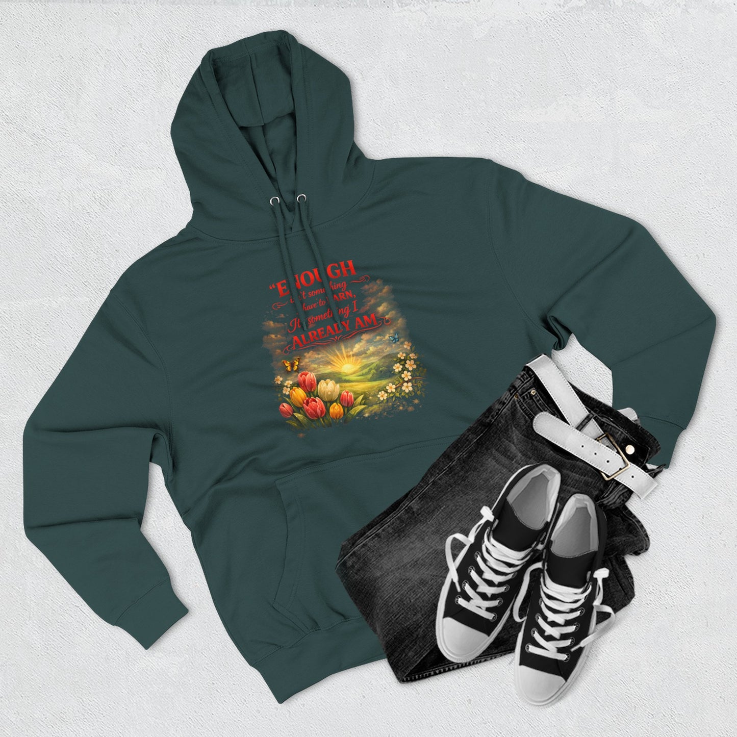 Christian Hoodie — Spiritual Scripture Floral Design ("Even Before He Made the World")