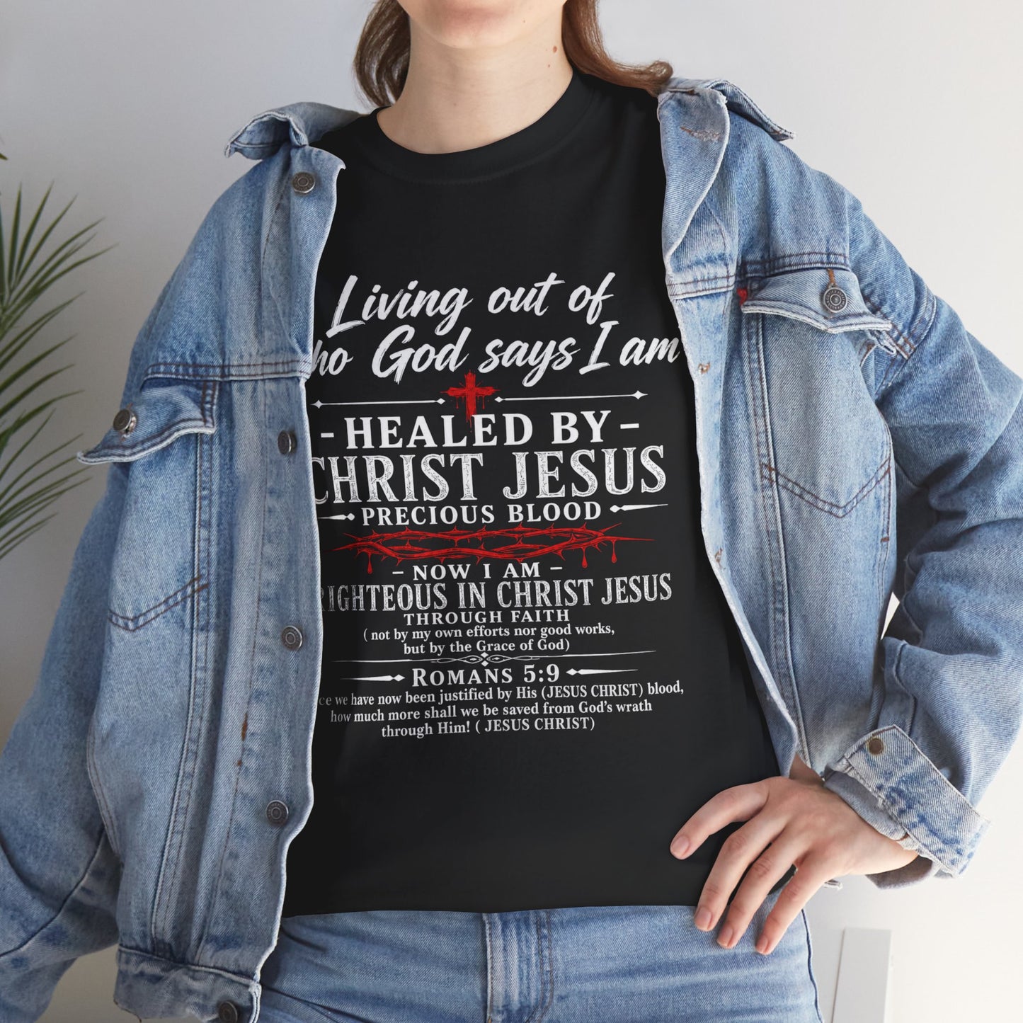 Christian Faith T-Shirt — "Living Out of Who God Says I Am" Inspirational Tee