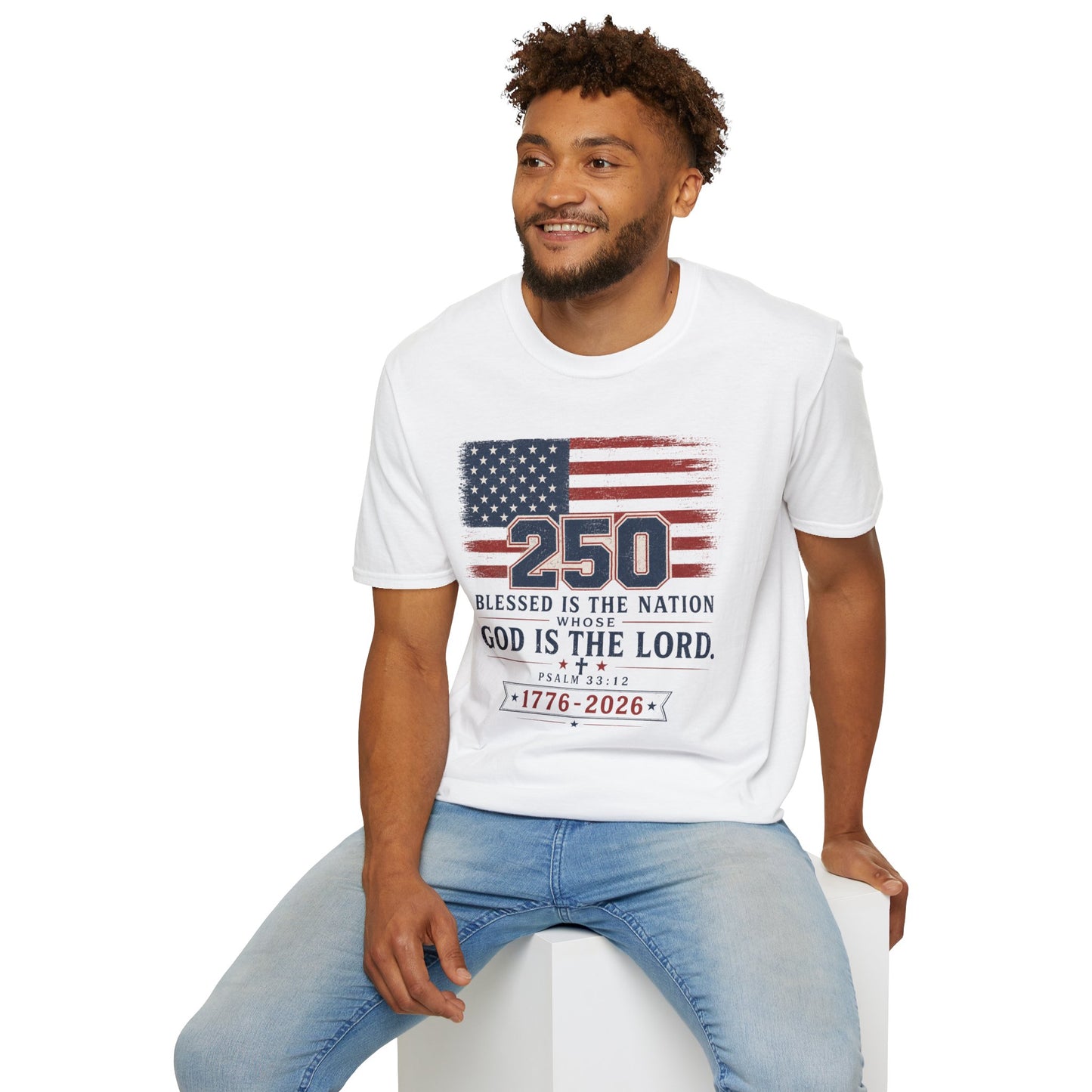 250th Anniversary Flag T-Shirt — "Blessed Is The Nation" Patriotic Tee