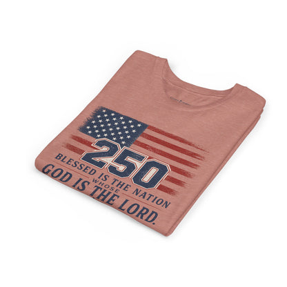 Youth Tee — 250th USA Celebration "Blessed Is the Nation" Patriotic T‑Shirt (1776–2026)