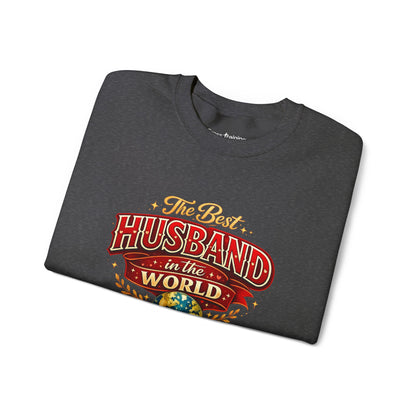 Crewneck Sweatshirt — "The Best Husband in the World" Vintage Globe Gift