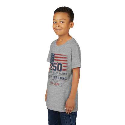 Youth Tee — 250th USA Celebration "Blessed Is the Nation" Patriotic T‑Shirt (1776–2026)