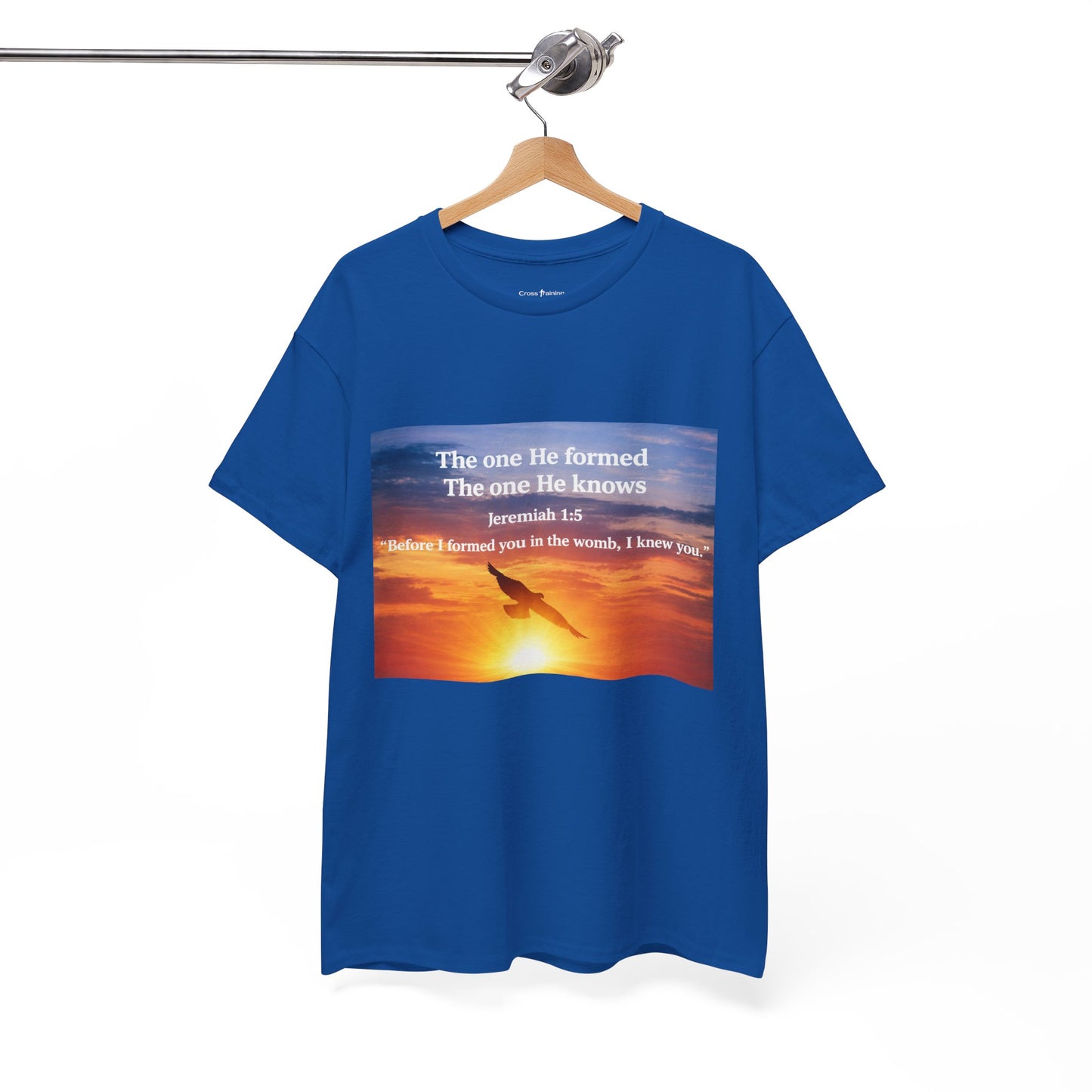 Christian Sunset T-Shirt — "Before I Formed You I Knew You" Scripture Tee