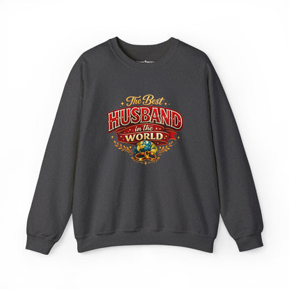 Crewneck Sweatshirt — "The Best Husband in the World" Vintage Globe Gift