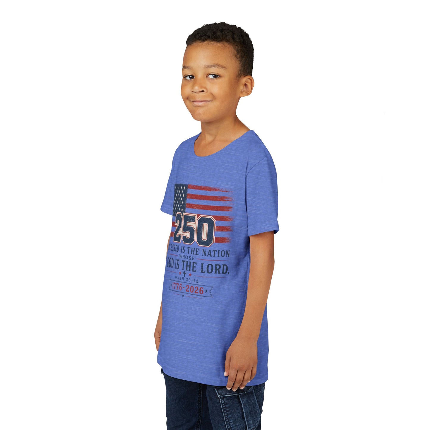 Youth Tee — 250th USA Celebration "Blessed Is the Nation" Patriotic T‑Shirt (1776–2026)