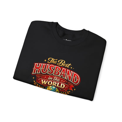 Crewneck Sweatshirt — "The Best Husband in the World" Vintage Globe Gift