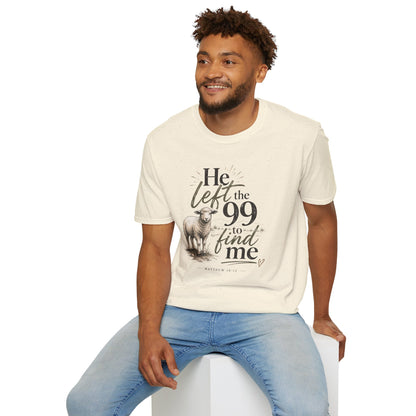 He Left the 99 T-Shirt — Christian Shepherd & Lamb Faith Tee