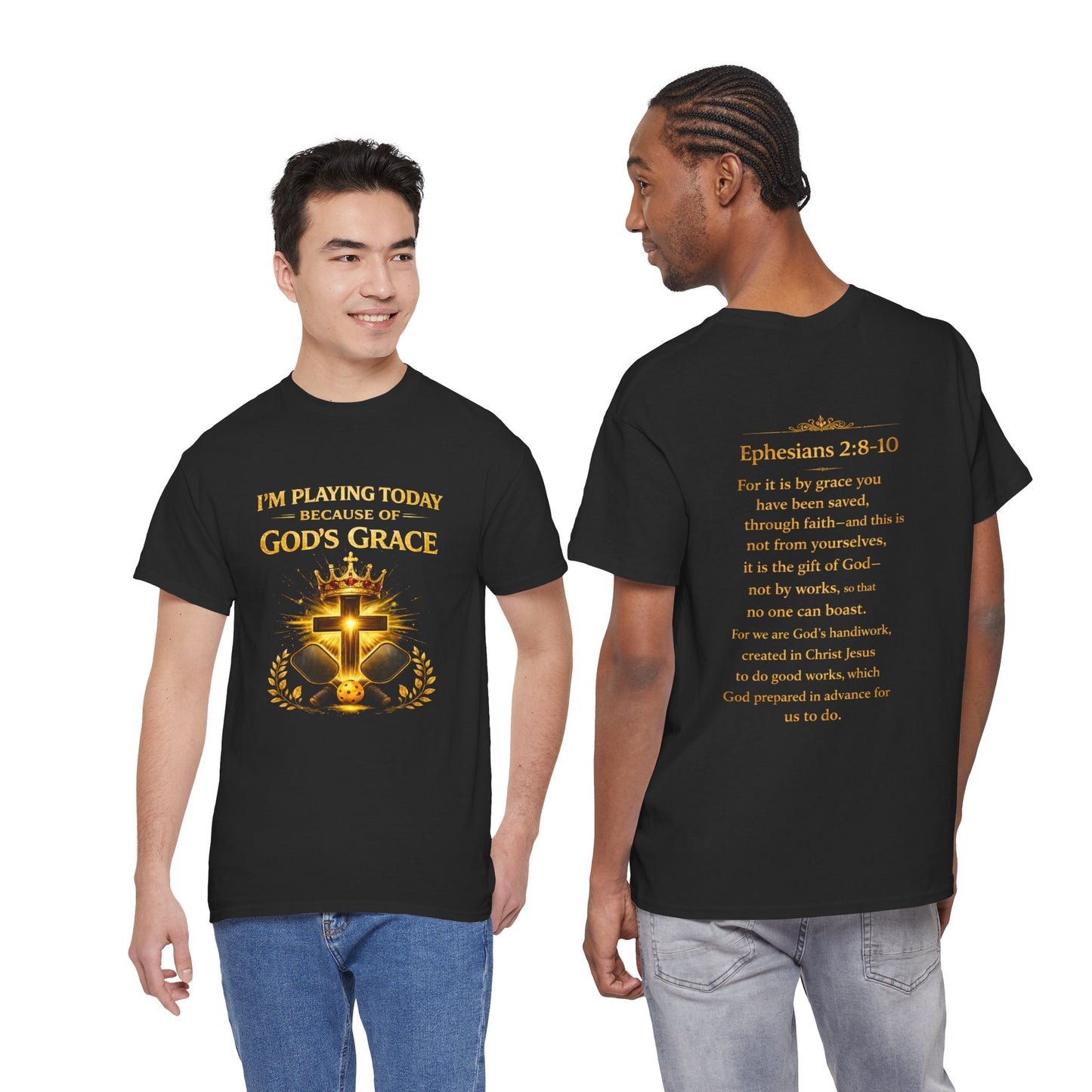 God’s Grace Tee — "I’m Playing Today Because of God’s Grace" Christian T-Shirt (Ephesians 2:8-10)