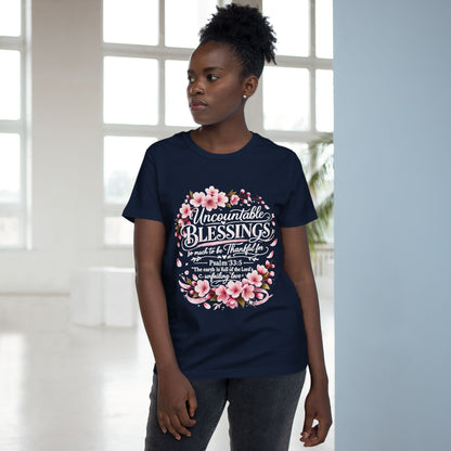 Uncountable Blessings Women’s Tee – Floral Psalm 33:5 Inspirational Shirt