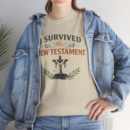 I Survived the New Testament T-Shirt — Christian Faith Cross Tee
