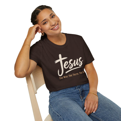 Jesus Script T‑Shirt — 'Jesus: The Way. The Truth. The Life.' Christian Faith Tee