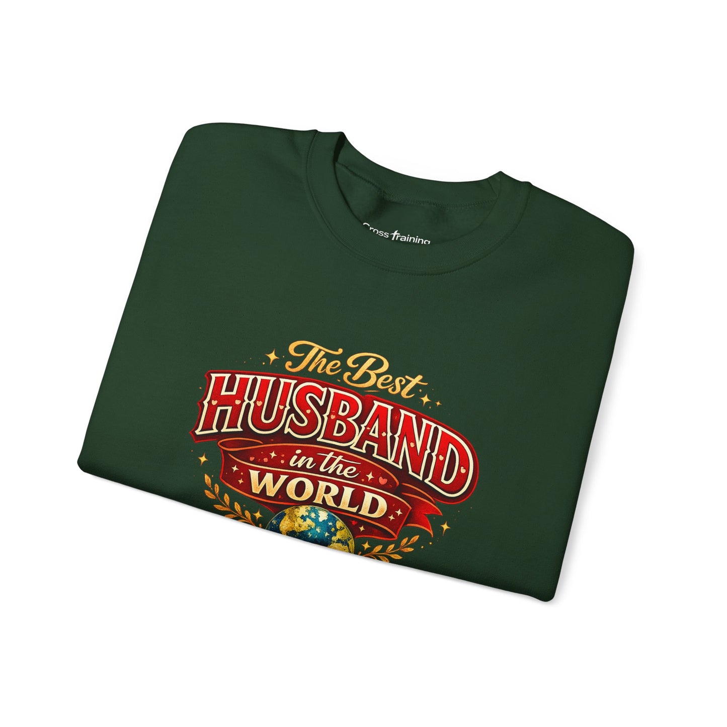 Crewneck Sweatshirt — "The Best Husband in the World" Vintage Globe Gift