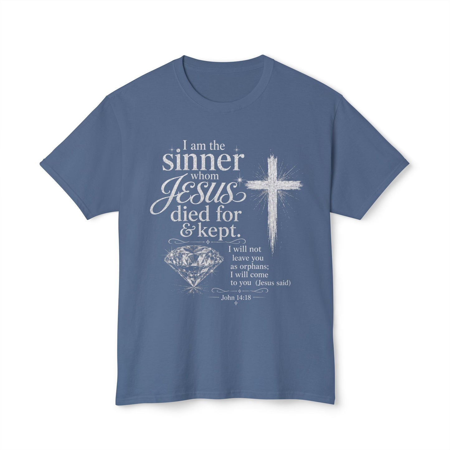 Christian Faith T-Shirt — "I am the sinner whom Jesus died for & kept" Pink Tee
