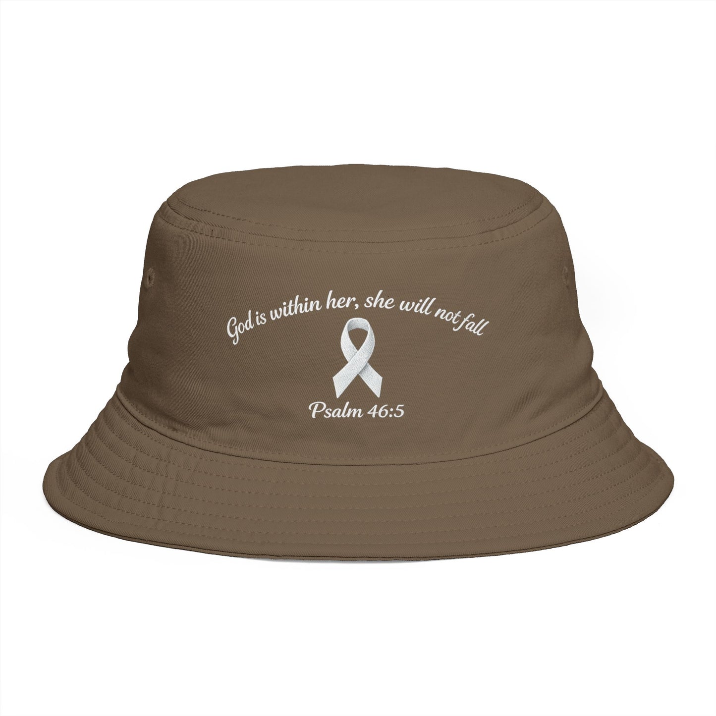 Bucket Hat — Psalm 46:5 Faith Ribbon Bucket Hat (God Is Within Her)