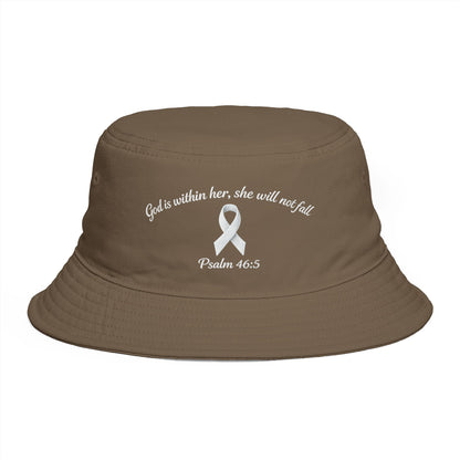Bucket Hat — Psalm 46:5 Faith Ribbon Bucket Hat (God Is Within Her)