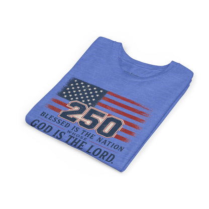 Youth Tee — 250th USA Celebration "Blessed Is the Nation" Patriotic T‑Shirt (1776–2026)