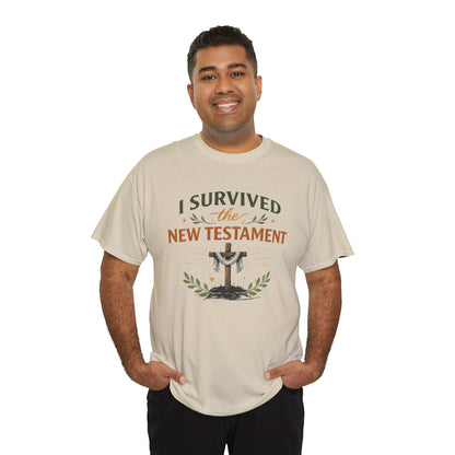 I Survived the New Testament T-Shirt — Christian Faith Cross Tee