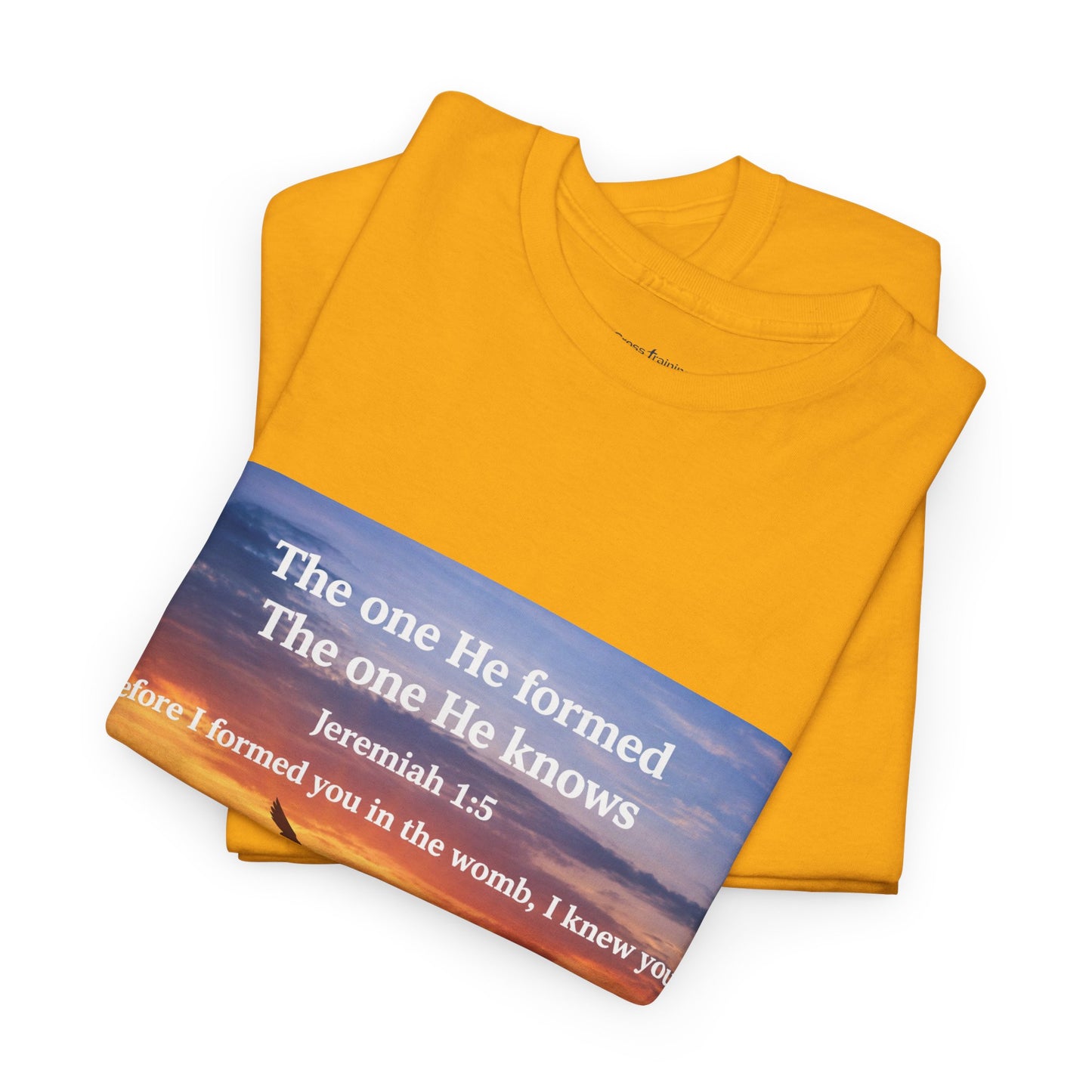 Christian Sunset T-Shirt — "Before I Formed You I Knew You" Scripture Tee