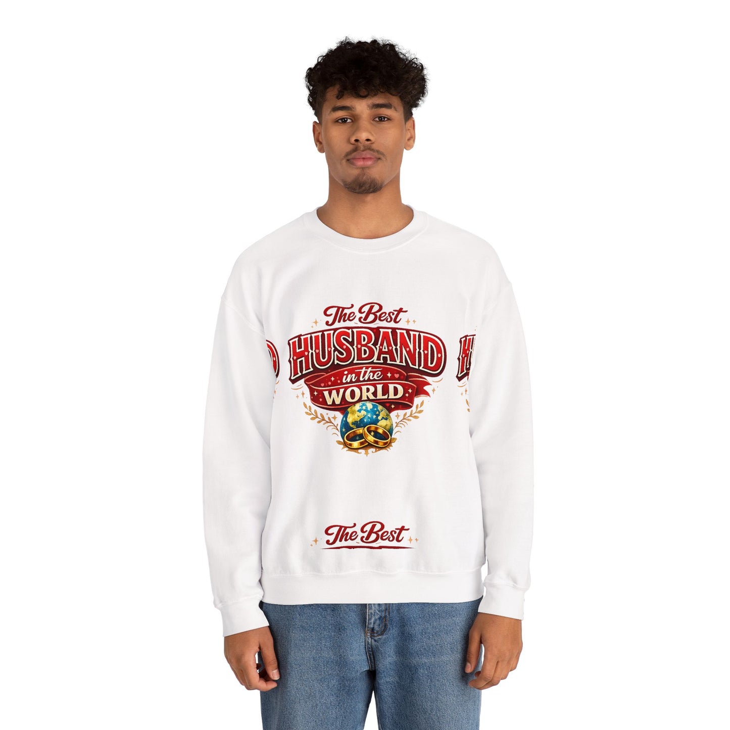 Crewneck Sweatshirt — "The Best Husband in the World" Vintage Globe Gift