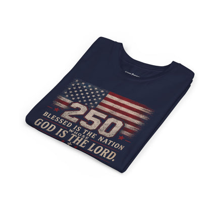 Youth Tee — 250th USA Celebration "Blessed Is the Nation" Patriotic T‑Shirt (1776–2026)