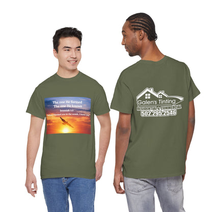 Christian Sunset T-Shirt — "Before I Formed You I Knew You" Scripture Tee
