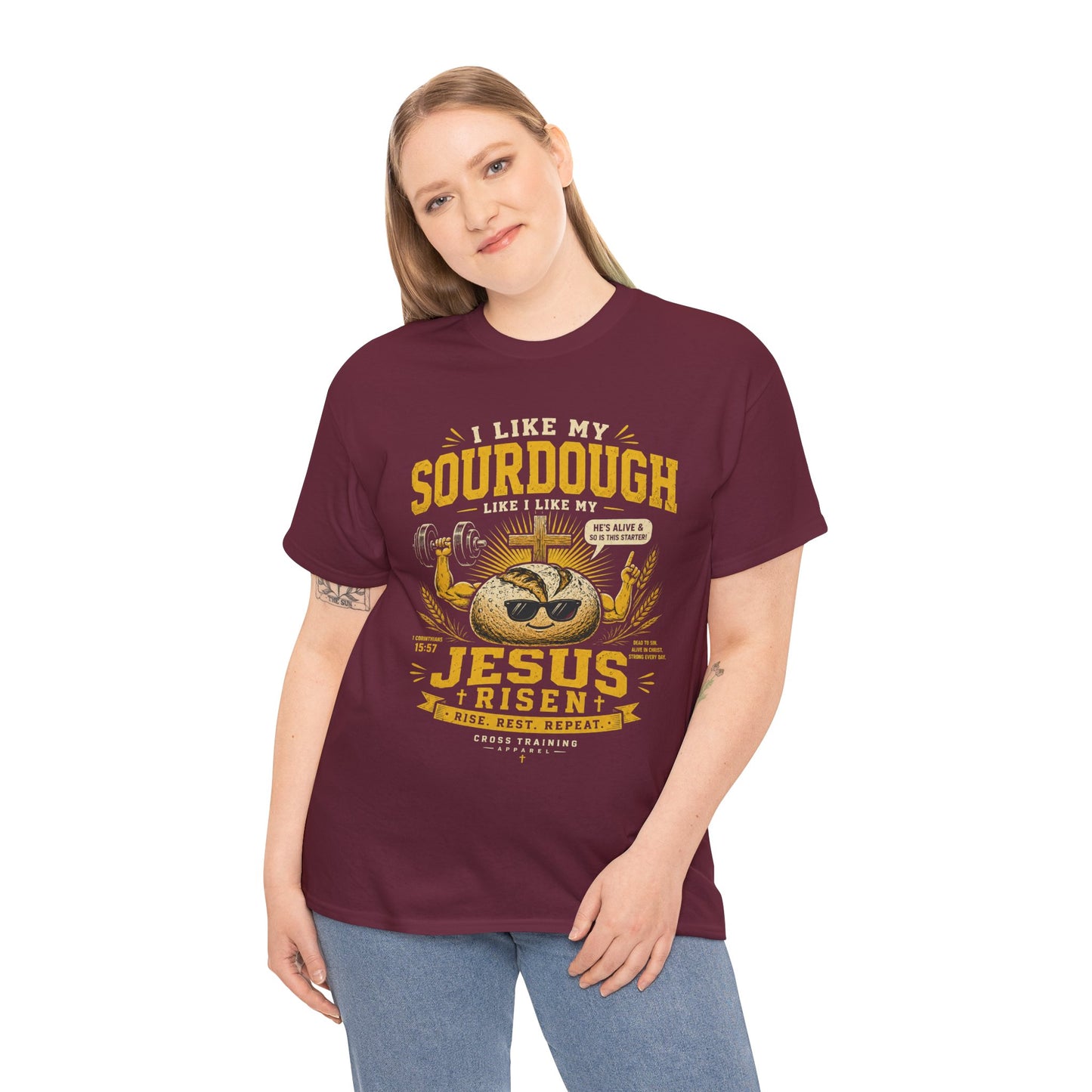Jesus Is Risen Sourdough T-Shirt — Funny Christian Baking Tee