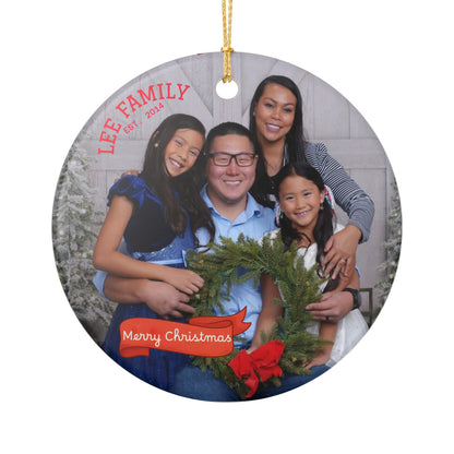 Personalized Photo Christmas Ornament – Ceramic Family Keepsake (Custom Text: 'Merry Christmas')