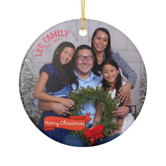 Personalized Photo Christmas Ornament – Ceramic Family Keepsake (Custom Text: 'Merry Christmas')